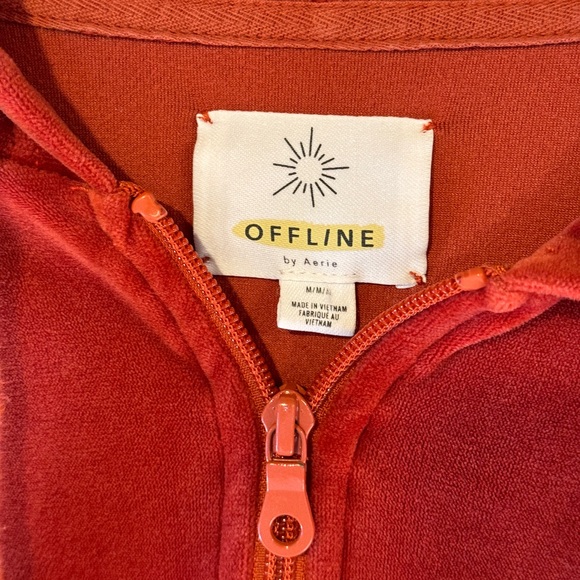 Aerie Offline After Party Velour Full Zip Up Oversized Hoodie Jacket - Picture 2 of 4